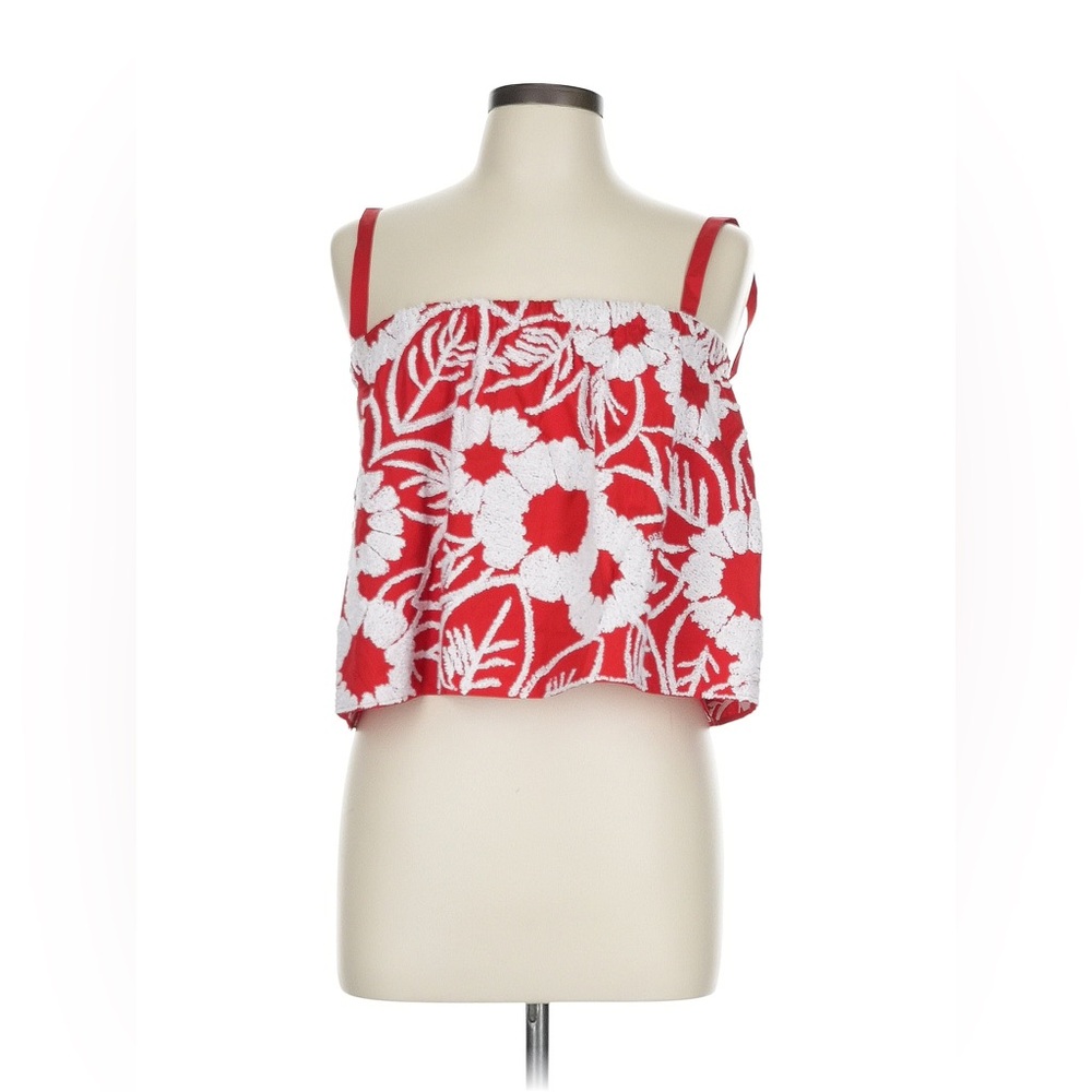 SOLD PRADA Red & White Sunflower Top Floral Tank Crop Blouse IT 38 US 2 XS SS22